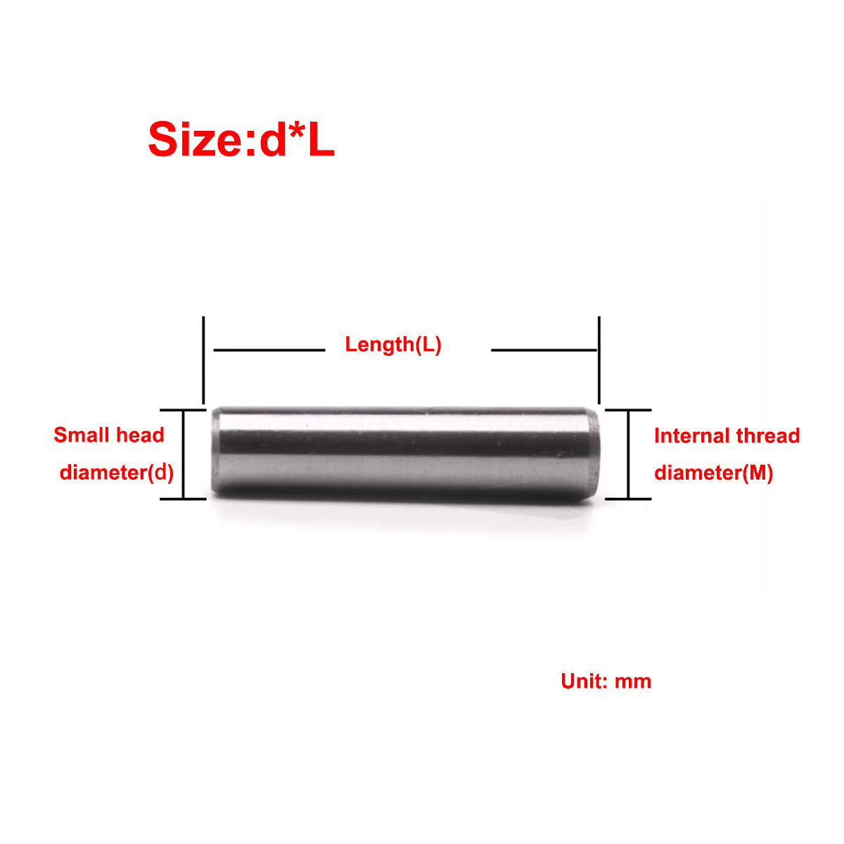 Threadless Push Pin - A3 Stalen Inwendige Schroefdraad Conische Pin