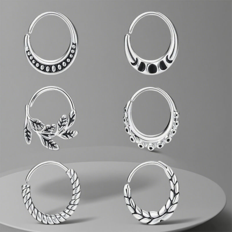 Body Jewelry Metal Types - 6-delige neusringaccessoires voor dames en gezichtspiercingsieraden