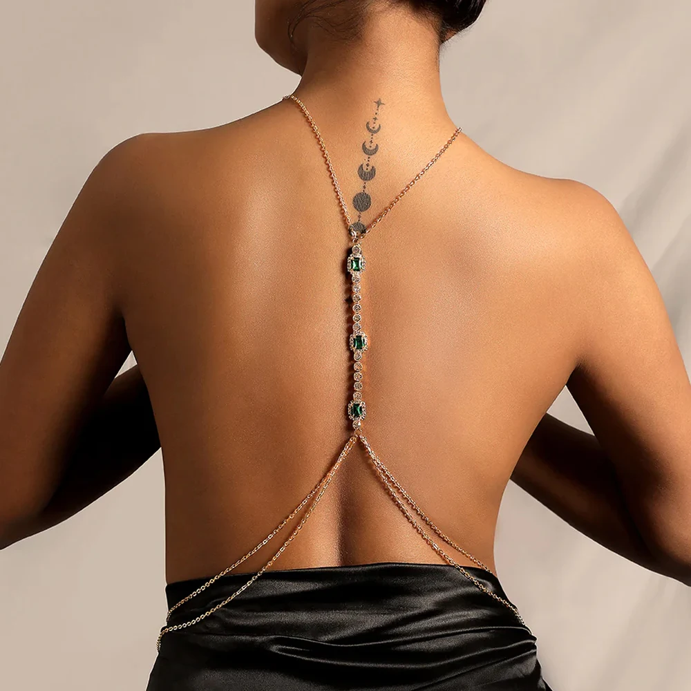 Body Jewelry For Backless Dress - Mode vierkante bruids ketting voor de