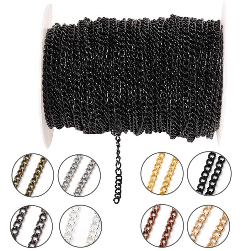 Body Jewellery - 2Meter 2.5/3.5/4.5mm Metalen Platte Ovale Verlengketting