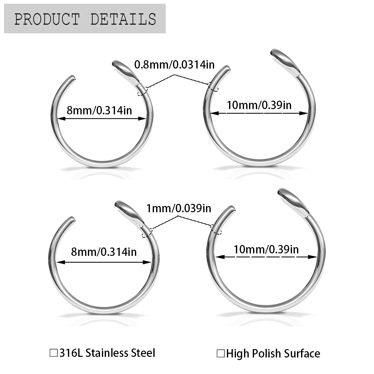 2 stuks roestvrijstalen persoo - Body Jewelry Metal Types recensie en prijs